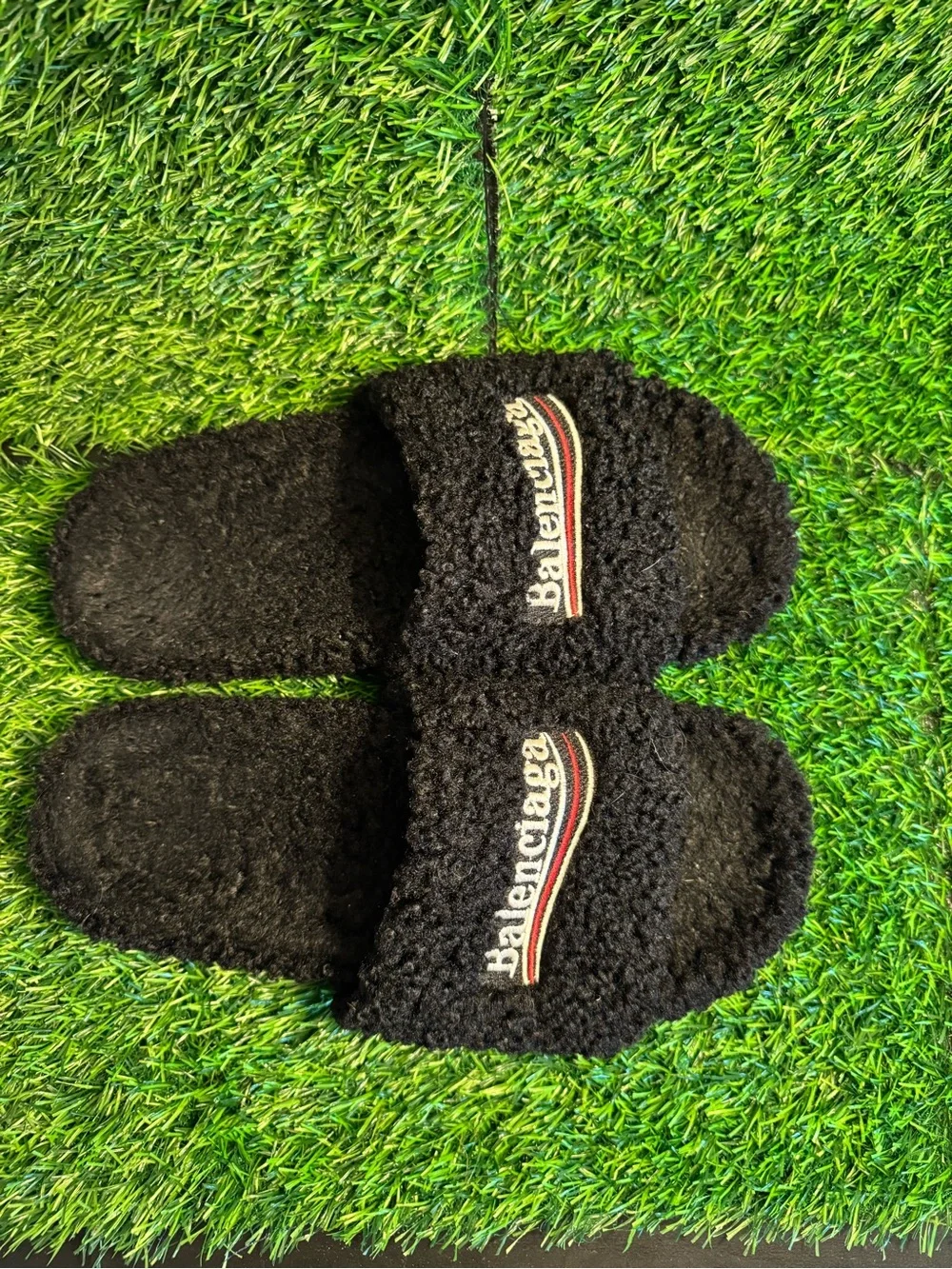Balenciaga Black fur Slide Slippers